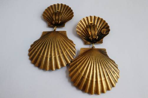 Joseff of Hollywood earrings, shells, 1940’s ca, American in Vintage